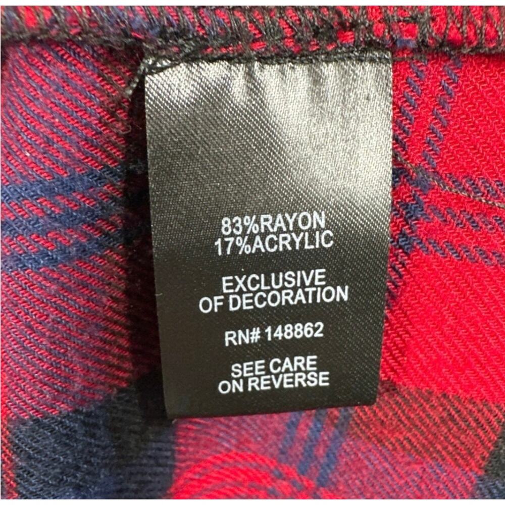 Torrid Red Smocked Babydoll Top Flannel Buffalo Plaid Sz 3 / 3X Puff Sleeve - Picture 12 of 12